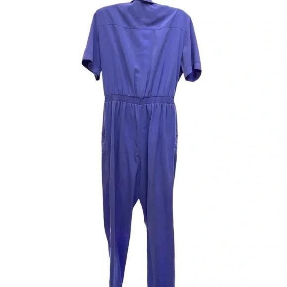 Vintage 70s–80s Saint Germain Paris Periwinkle Short-Sleeve Jumpsuit – Retro Dis - Picture 5 of 10